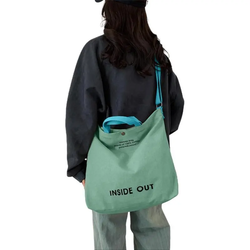 Women's Canvas Tote Bag - Large Cotton Crossbody City Bag with Adjustable Strap, Multiple Pockets, Organizational Functionality, Everyday Purse for Work, Travel, Ideal Birthday Gift for GF & Women's Gifts