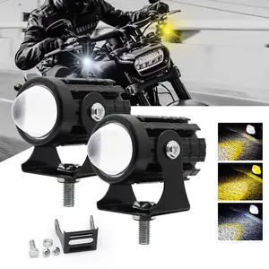 2pcs Super Bright 24W LED Two-Color White Amber Spotlight, Waterproof auxiliary Motorcycle Headlight Fog Light, Universal For Car Truck ATV Offroad SUV Driving Work Spot Lamp