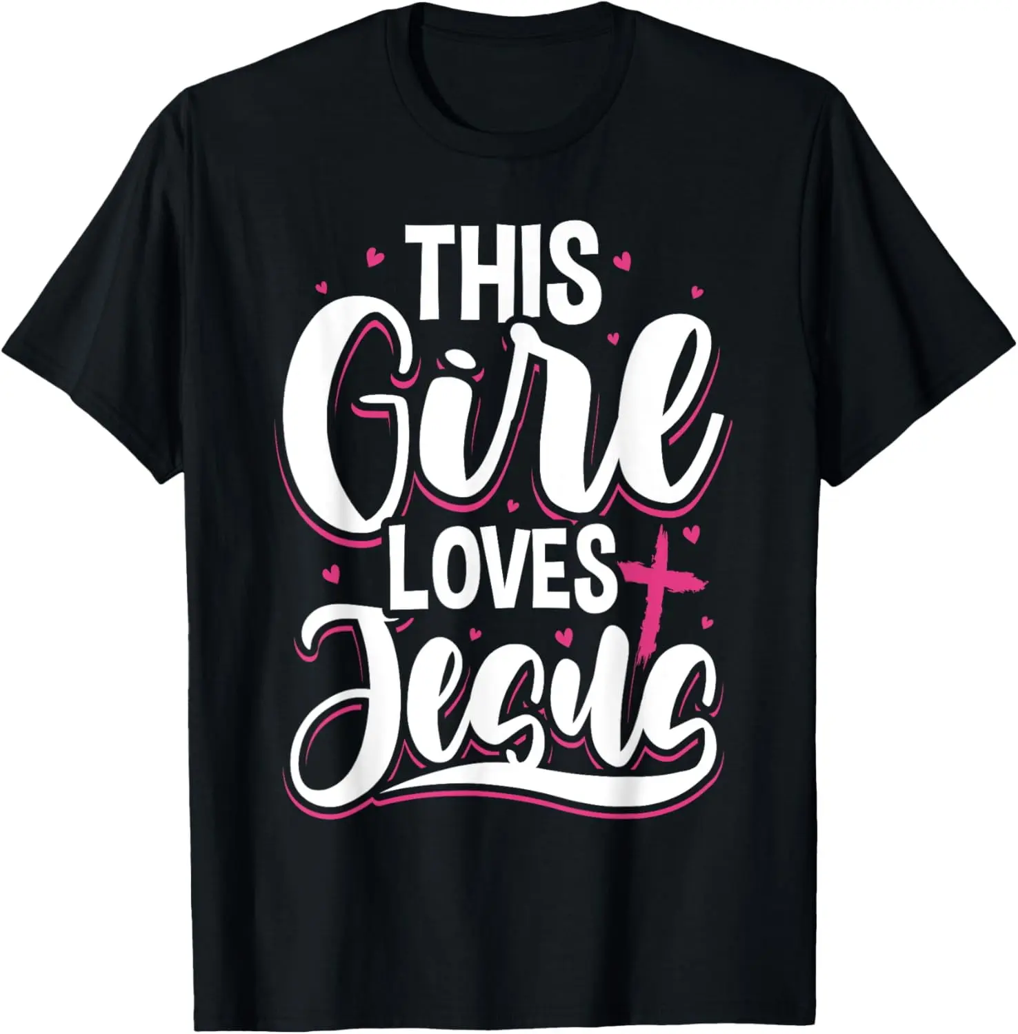 Women's 100% Cotton Short-Sleeve Christian Graphic T-Shirt - "This Girl Loves Jesus" Distressed Look Round Neck Top with Playful Vibe, All Seasons Vintage Everyday Wear