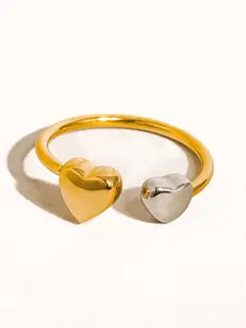 Loanni 18K Non-Tarnish Two Tone Heart Ring