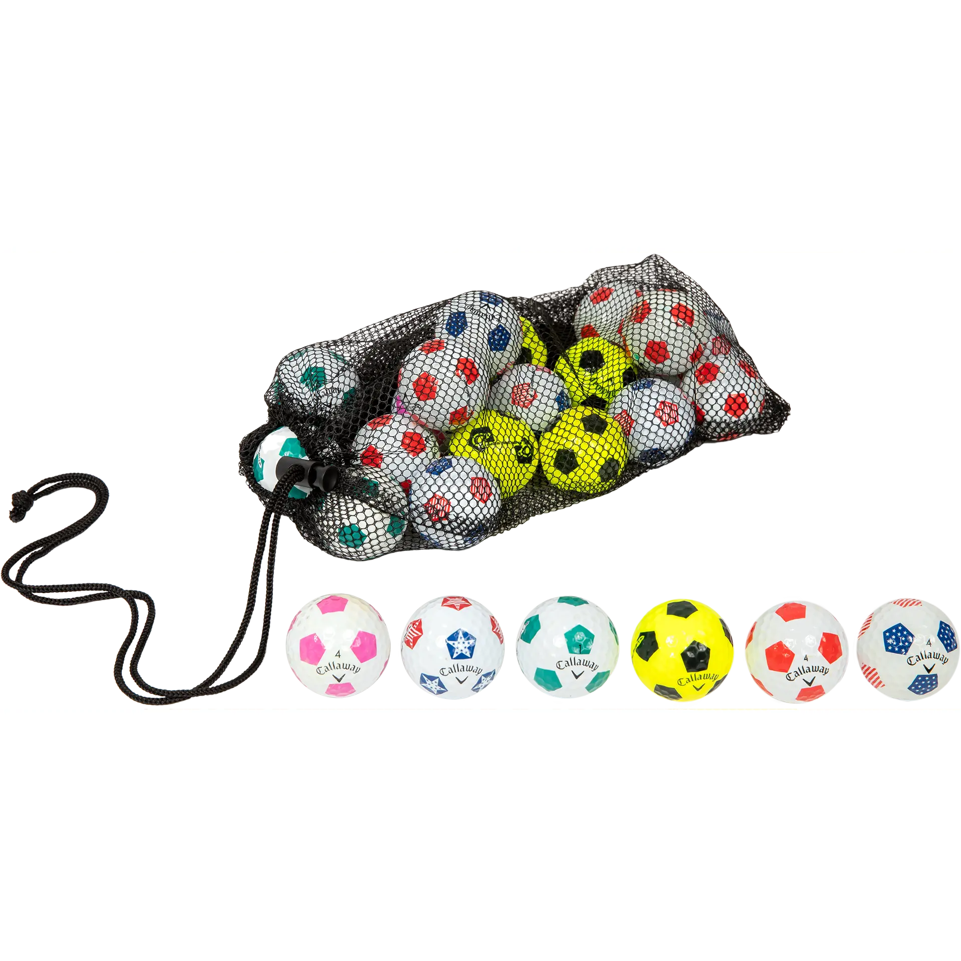 Recycled Callaway Soccer Golf Balls in Mesh Bag