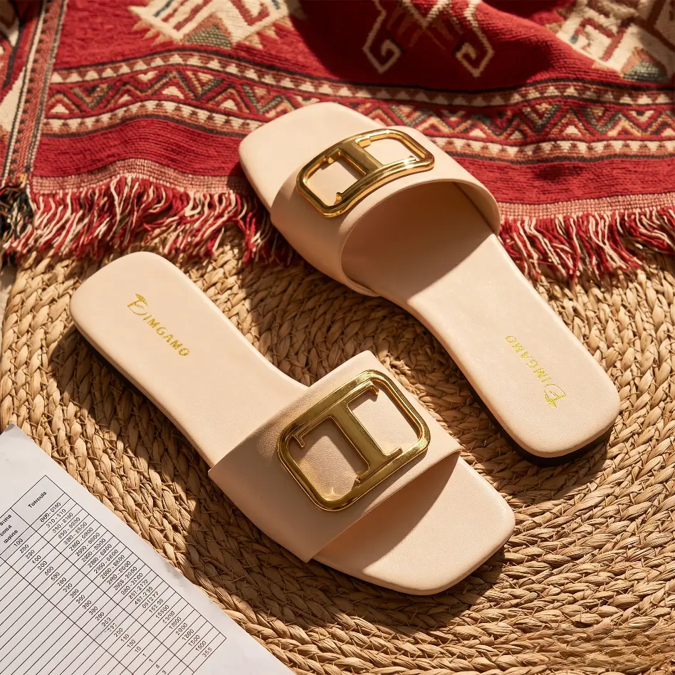 Women's Fashionable Plain-Color Slide Sandals, Casual Trendy Sandals, Casual Comfortable Flat Sandals, Non-Slip Slippers for Indoor and Outdoor Wear