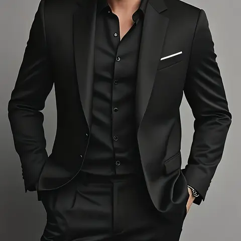 Men's Two-Button Suit Set Slim Fit Jacket and Pants, Versatile for Business, Casual Wear and Parties, Ideal for Young Professionals and Gifts, Tailored Suit Set