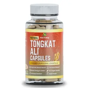 Herb To Body Natural Tongkat Ali Capsules | Longjack (Eurycoma Longifolia) | 60 Capsules | Vegan