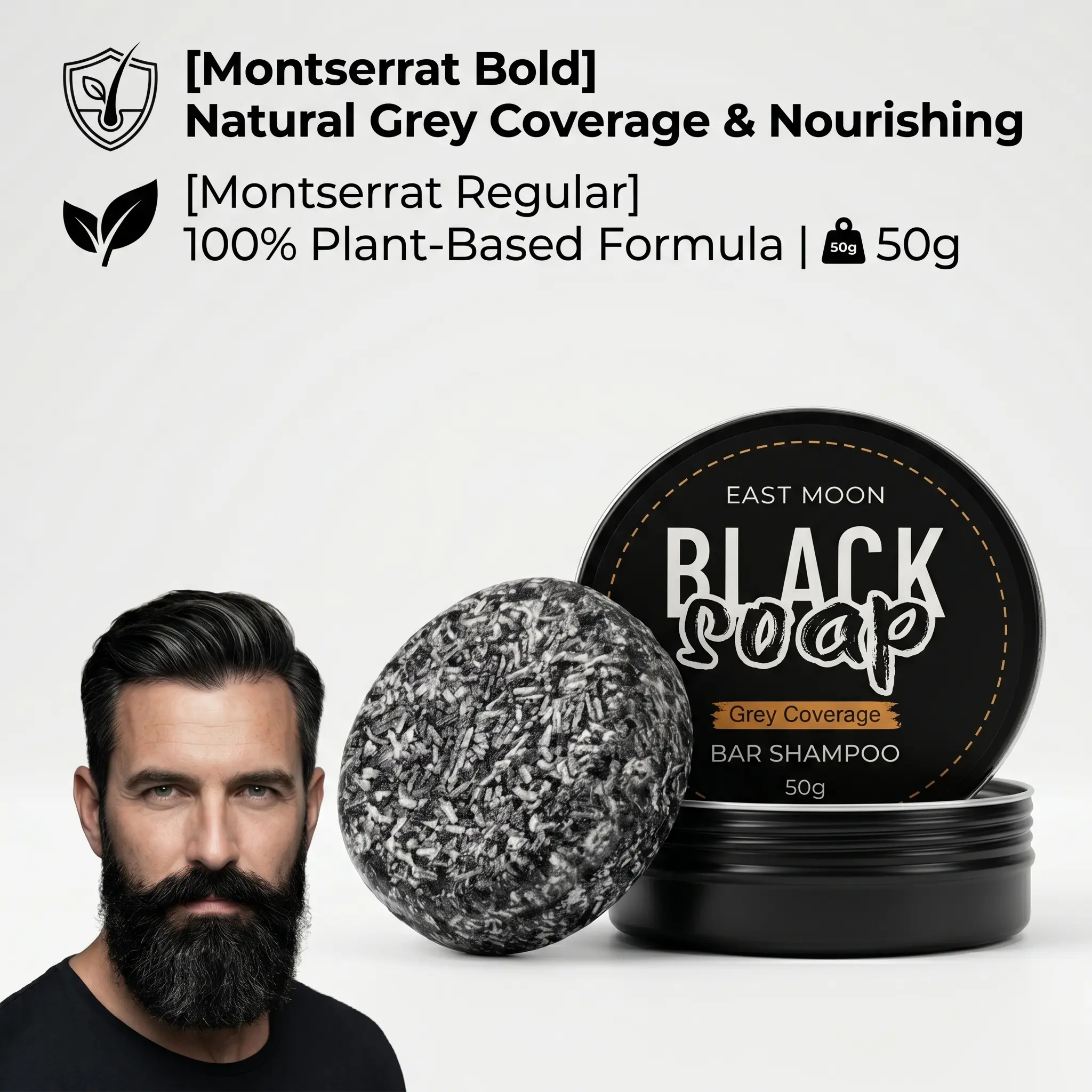 Hair dyeing soap, covers gray hair, natural organic hair dyeing soap, suitable for premature gray hair, beard and sideburns, reverses gray hair, moisturizing solid shampoo soap for daily hair care.
