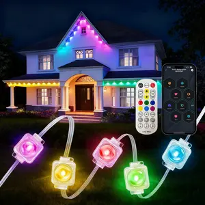 MIMIRGB Smart RGB Permanent Outdoor Lights with Controller & Infrared Remote  Manual RGB Eaves Lights Garden Lamp for Patio Ambiance Christmas Decorations RGBIC IP67 Eave Lights with Alexa Waterproof party house