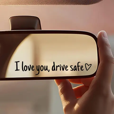 6-Pack Peel-Proof Vinyl Graphic Decal - "I Love You Drive Safe" Cute Car Decor, Car Window Stickers, DIY Automotive Exterior Accessories for Rear Side/Rearview Mirror, Gift for Content Creators