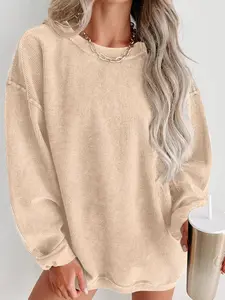 Multi-Color Optional Oversize Waffle Knit Sweatshirt Comfy Chic for Lazy Street Style Looks Choose Your Exclusive Color Textured Woven Fabric