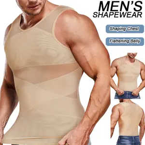 Men Mesh Compression Tank Top,Men Body Shaper Shirts Tight Abdomen Shapewear Sleeveless Undershirt Running Workout Fitness Sports GYM Tank Tops Menswear Men Underwear