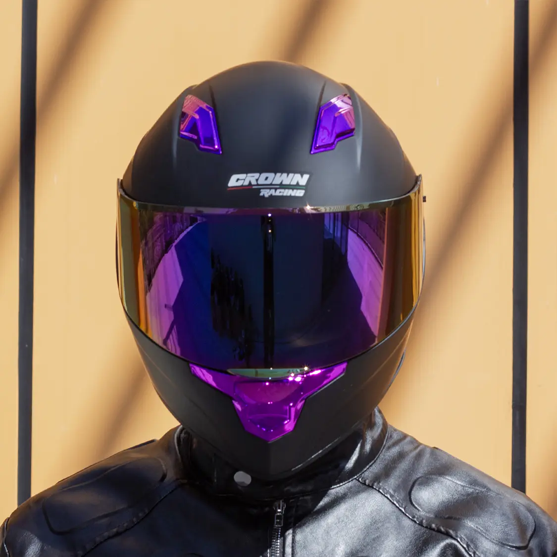 Crown Racing F-700 Full Face Motorcycle Helmet, Colored Goggles, Plated Colorful Accessories, DOT, Adult