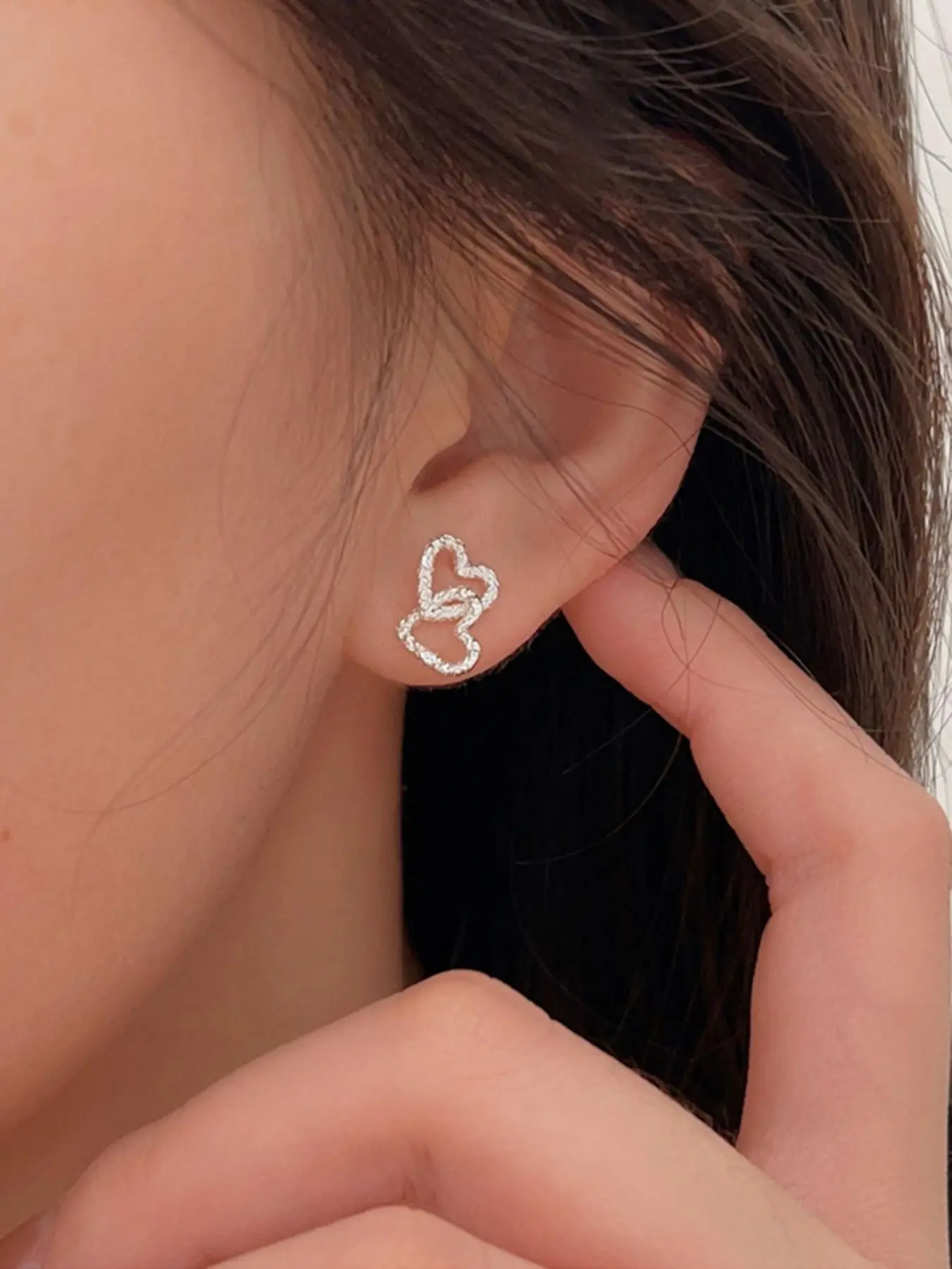 Heart Design Stud Earrings, Fashionable Textured Earrings for Women for Party, Daily Clothing Decor, Trendy All-match & Exquisite Jewelry for Birthday