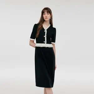 Ruffle Patchwork Women Midi Dress Casual Fit Womenswear Lingerie