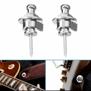 2Pcs Guitar Bass Strap Lock Security Schaller Straplocks Metal Button Silver US
