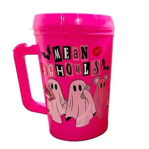 Mean Ghouls Halloween  34oz Trucker Mug - Perfect for Your Morning Drinks - Drinkware, Cup Reusable Tumbler Washable Coffee Beverage Lid Stylish
