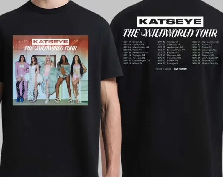 Katseye The Wildworld Tour 2026 Schedule Dates 2 Sides Comfort Color T-Shirt for Women for Men Unisex Graphic Tee Streetwear Crewneck Casual Top Clothing Menswear Outfits .