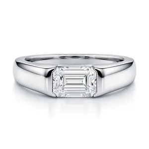 East-West Solitaire 1ct Bezel CZ Ring in Sterling Silver