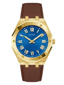 GUESS Male Two-Tone Analog Leather Watch