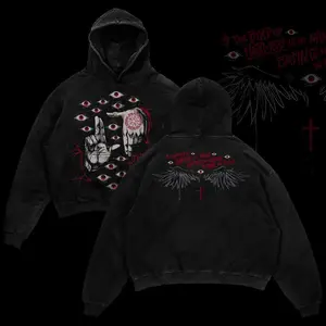 High Quality, "Alucard The Wings" Hellsing Retro Vintage Unisex Oversize Anime Manga Acid Heavyweight Cotton Hoodie, Anime Merch, Gift For Anime Fan