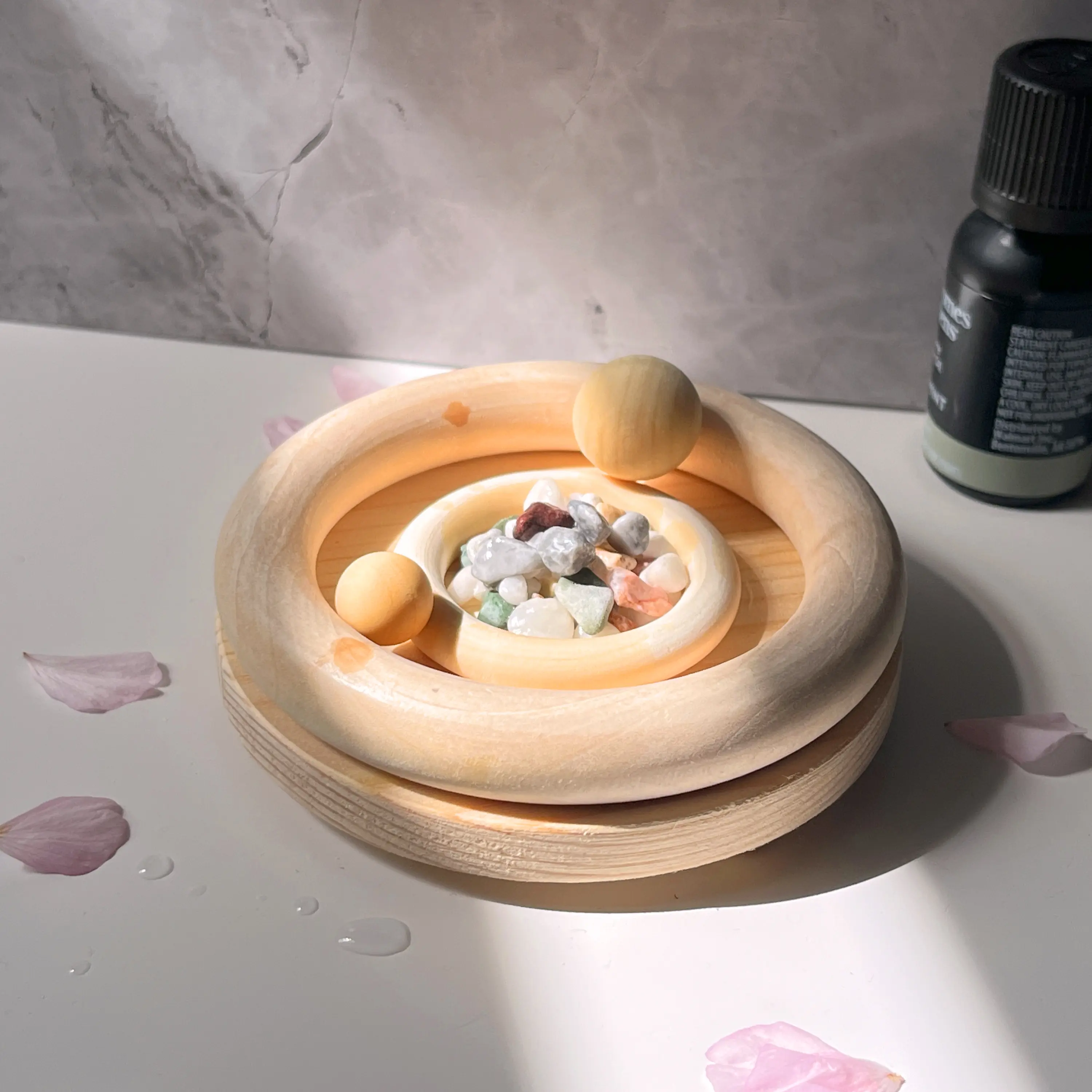 Aether II – Spin Into Serenity: Wooden Oil Diffuser with Rotating Spheres