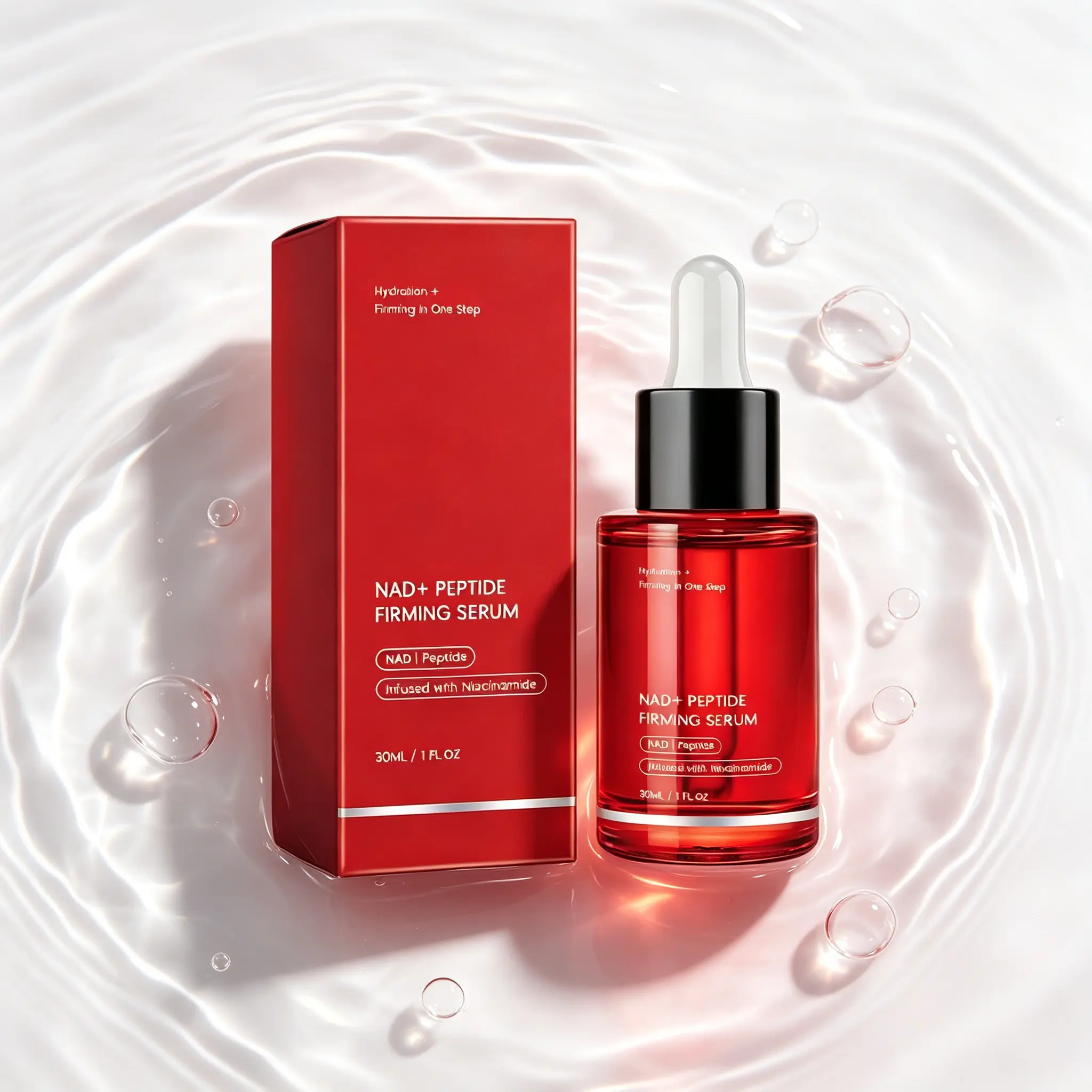 NAD+ & Niacinamide Peptide Face Serum, Lightweight Gentle Hydrating Formula for Daily Nourishing Moisture & Evening Use, Suitable for All Skin Types, 30ml