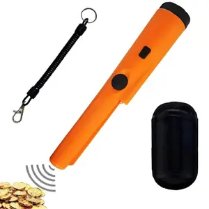 Metal detector pointer - professional 360 ° handheld wand, high-precision gold and silver detector with LED indicator light, buzzer vibration, with belt cover, suitable for children and adults (orange/dark green/black)