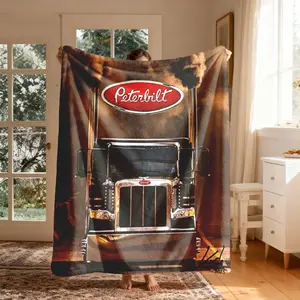 Vintage Peterbilt Truck Flannel Blanket, Large Soft Lightweight Warm, Perfect for Bed Sofa Office Camping Travel, Ideal Gift