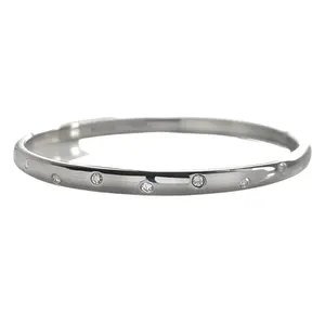 Rhinestone Encrusted Silver Bangle