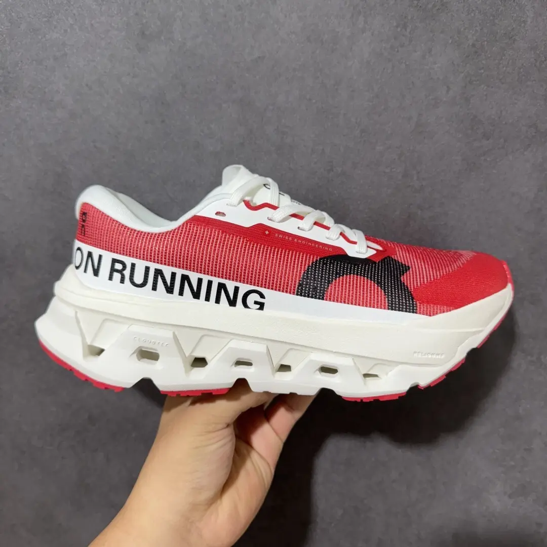 Matching Couple Running Shoes Bright Red White Contrast Breathable Mesh Sneakers Hollow Cut Thick Cushion Platform Trainers Large Graphic Logo for Men Women Outdoor Daily Walking
