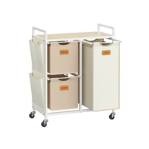 SONGMICS HOME Laundry Hamper with Compartments, Large Capacity Laundry Sorter, Rolling Laundry Cart with Shelves, Small Side Pockets, 6 Labels SONGMICS HOME Laundry Hamper with Compartments, Large Capacity Laundry Sorter, Rolling Laundry Cart with Shelves, Small Side Pockets, 6 Labels