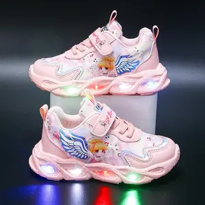 Children's light-up sports shoes, new style luminous shoes for girls, casual shoes, cartoon sports shoes for middle-aged children, light-up shoes for girls, girls' running shoes authenticator shoes girl