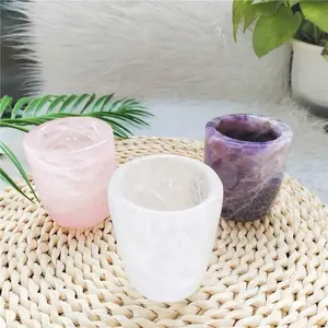 Hand-Carved Crystal Tea/shot glass made of Quartz