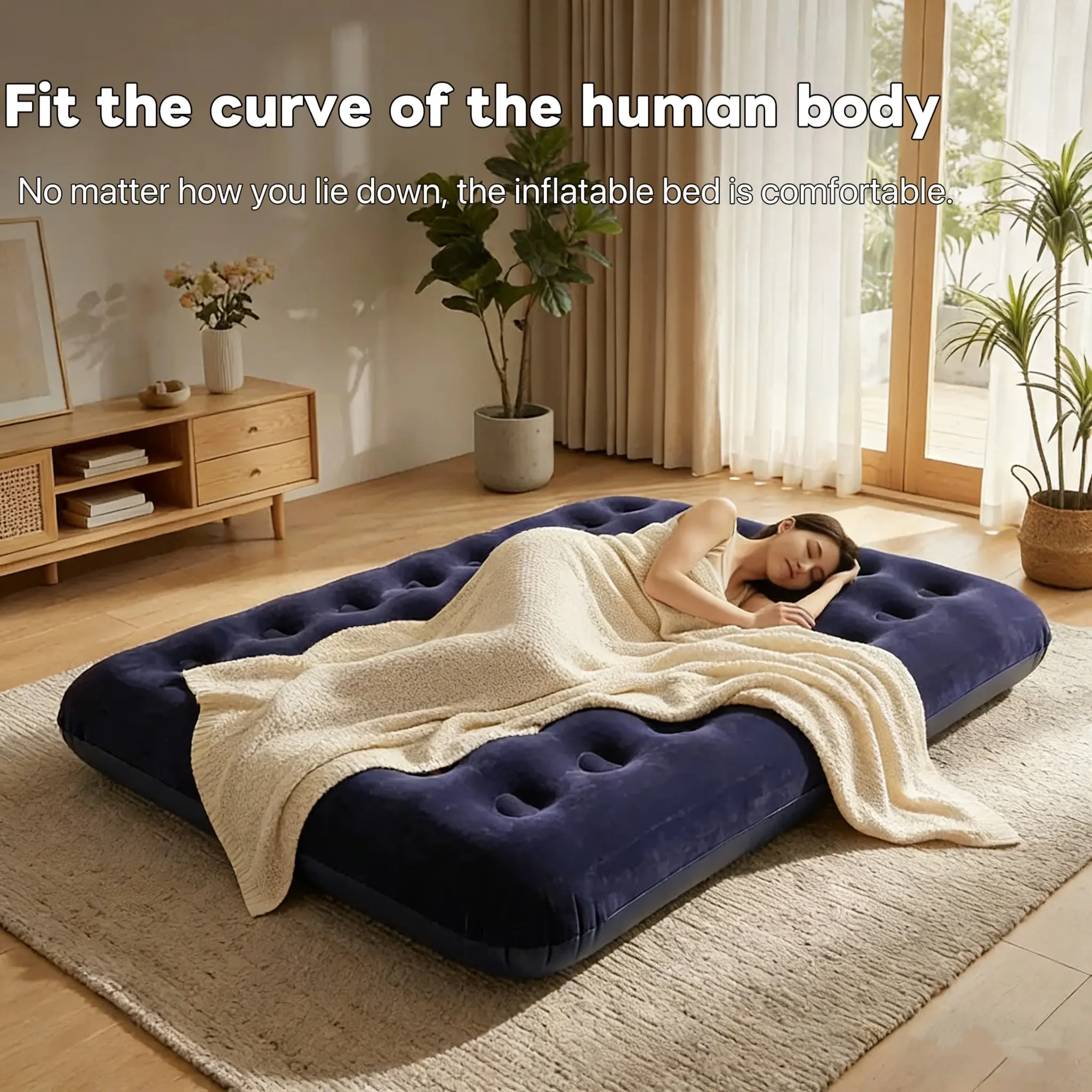Portable Inflatable Mattress, Foldable Camping Bed, Self Inflating Bed, Automatic Lay Flat Sleep Pad, Home Dual-Use Lazy Bed, Moisture-Proof Air Mat, Travel Mattress, Portable Airbed, Portable Sleeping Pad, Camping Sleeping Gear