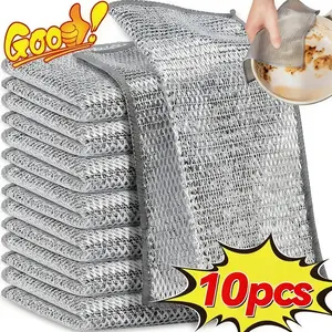 10-Piece Magic Cleaning Cloth Set, Thick Dual-Sided Metal Wire Scrubbers, Kitchen Pot Bowl Cleaner Towels, Reusable Cleaning Tools, Scrubbing Pad, Cleaning Pad