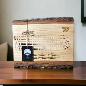 Live edge with bark cribbage board