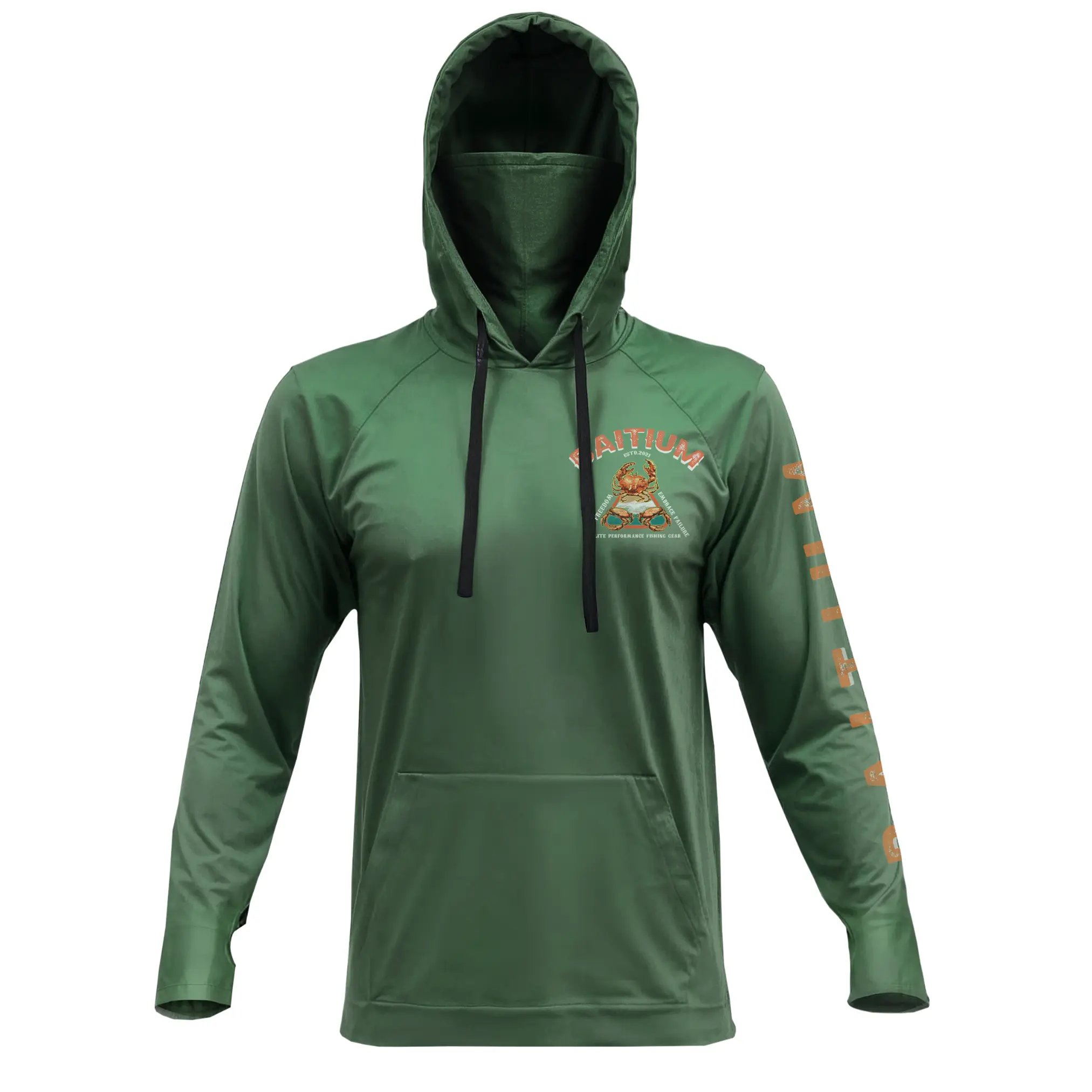 Baitium Fishing and Construction Shirts - Hooded UPF 50 Long Sleeve with Gaiter - Lightweight, Breathable, Moisture-Wicking, Premium Outdoor Wear for Men