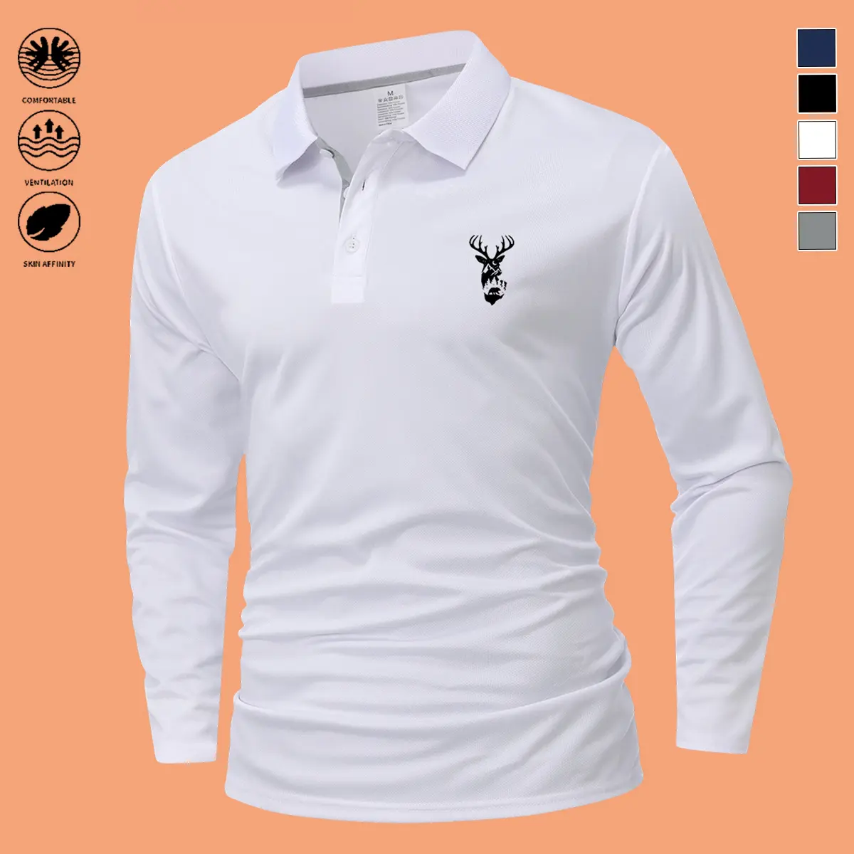 Men's Athletic Chic Loose-Fit Polyester Sports Polo Shirt - Durable, Comfortable, Breathable Moisture-Wick Fabric, Gentleman's Gift, Suitable for Business Casual, Office Wear