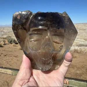 Smoky Quartz Crystal Skull with lodolite