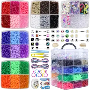 Pony Beads Bulk,Kandi Beads for Necklace  Making Hair Braiding,Bracelets Making Kits,Hair Bead,Bracelet Beads,Plastic Beads for Crafts Braids Girls (27 Color,6400PCS)