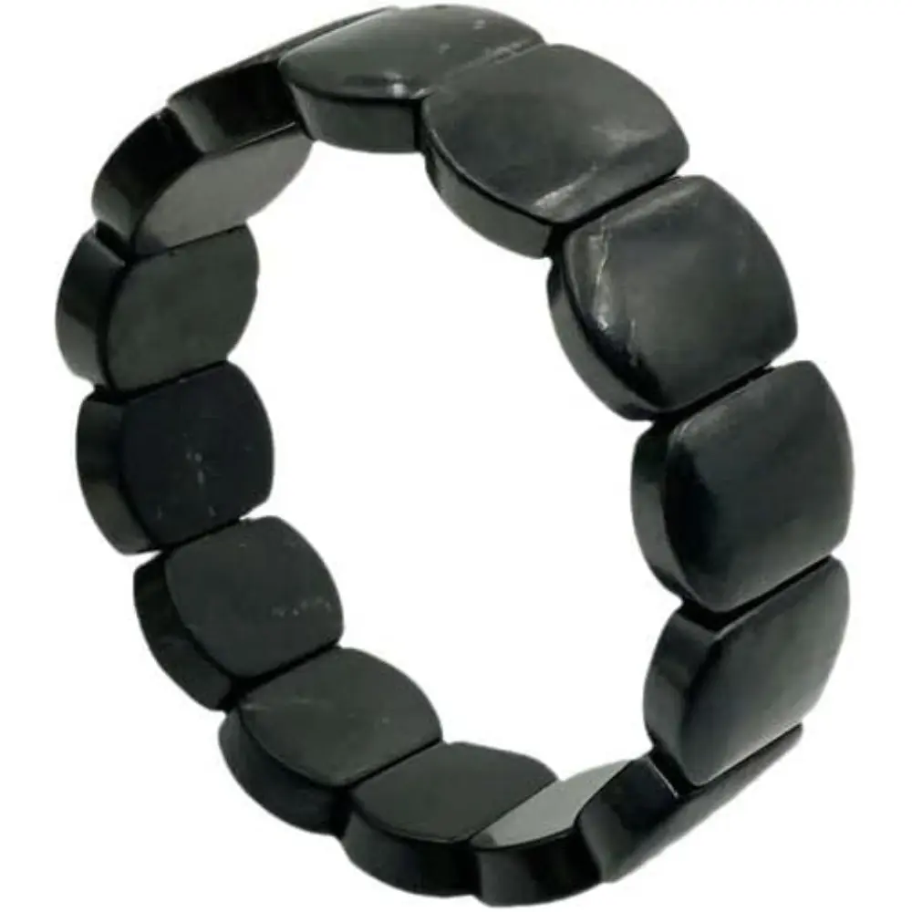 Handmade Black Shungite Stone Bracelet Stone Stretch Jewelry For Man and women