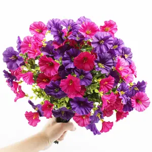 Artificial Flower, 12pcs/set Faux Flower, UV Resistant Silk Petunia Flowers for Outside, Decorative Faux Flowers Plants for Outdoor Porch, Decoration Items, Fake Flowers Outdoor