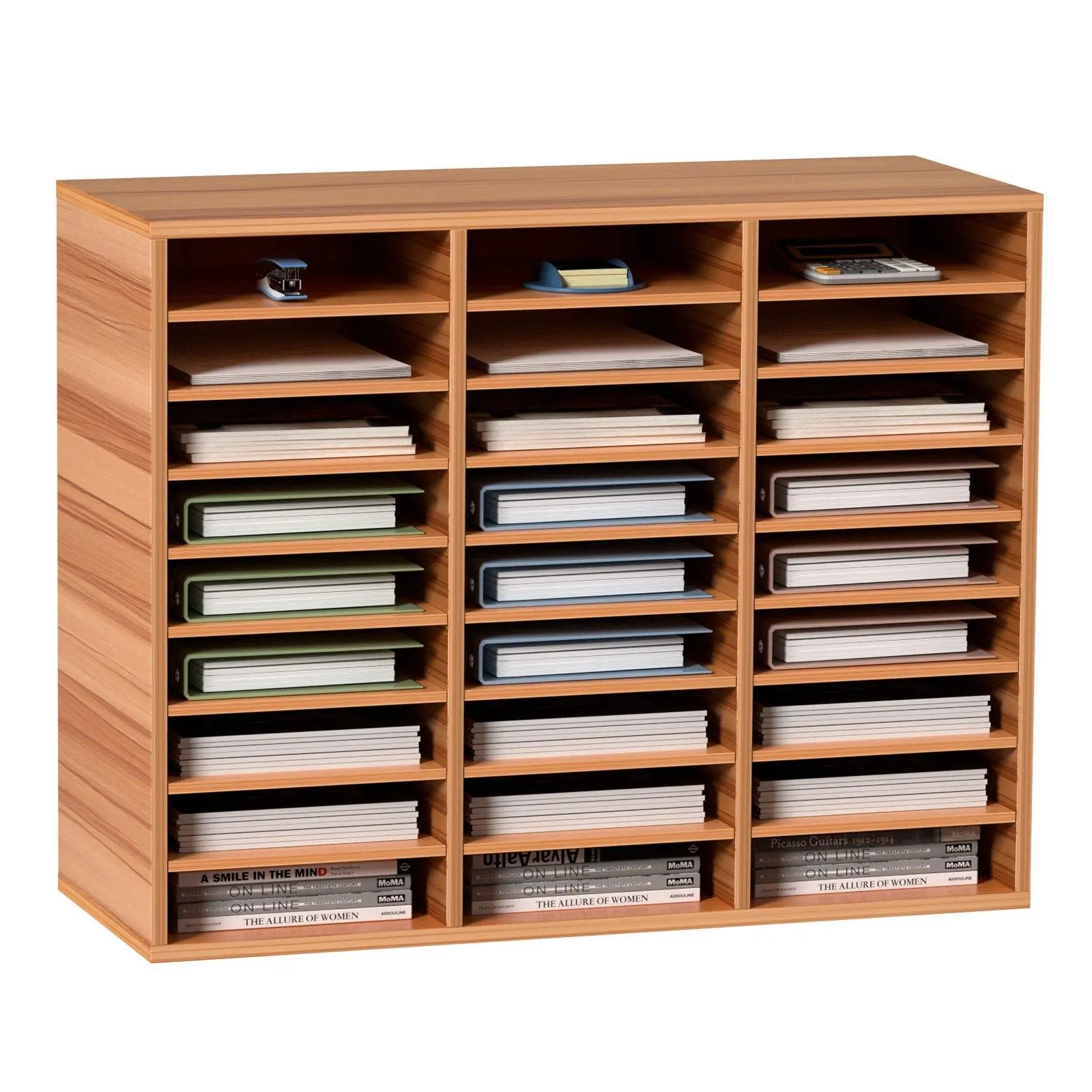 【Summerfinds】27-Slot White Wood Literature File SorterPaper Storage HolderFiles OrganizerStationery Office SuppliesOffice Desk AccessoriesBook OrganizerBook Display Stand, Files Organizer, Structured File Racks