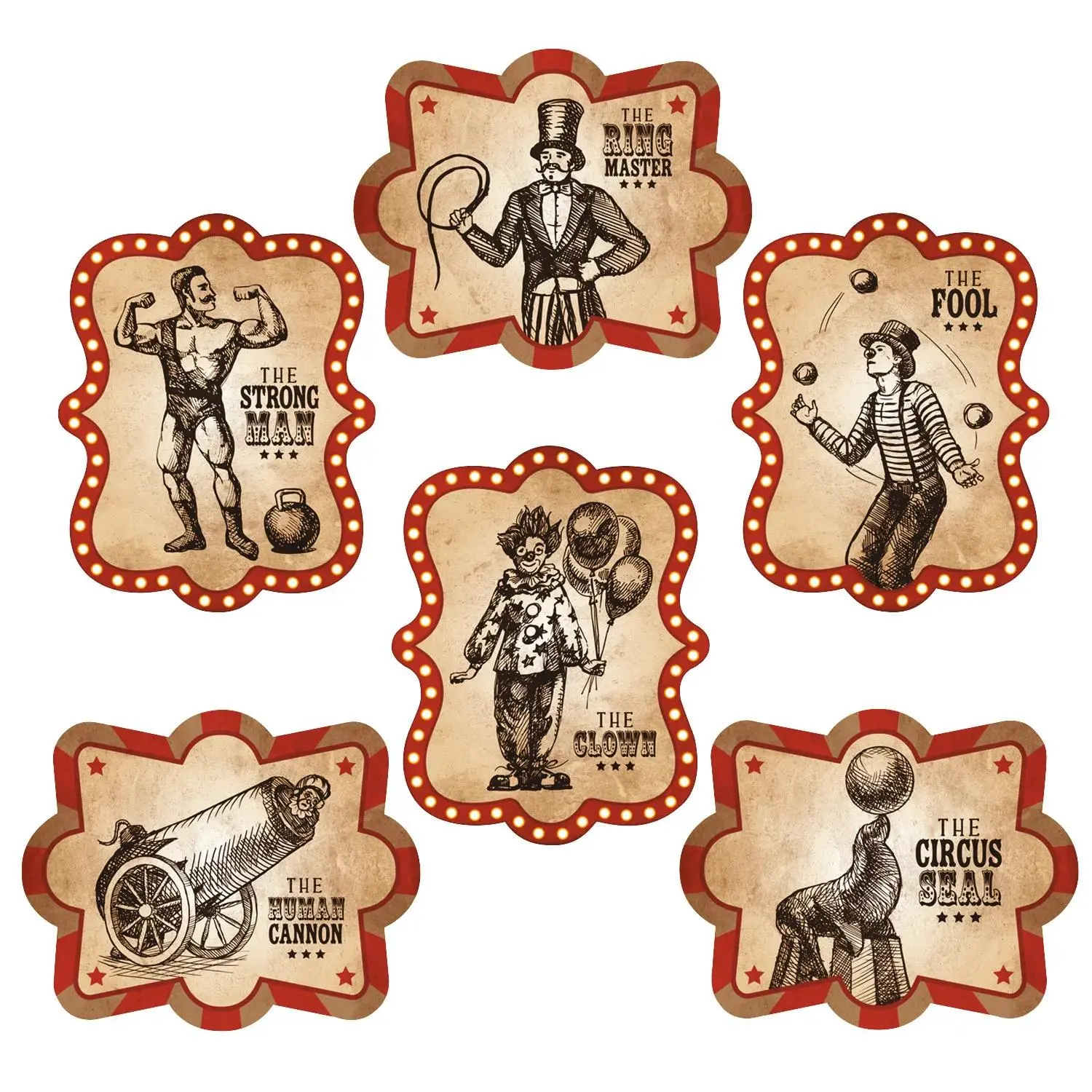 Vintage Circus Poster Wall Cutouts - 6 Pc.