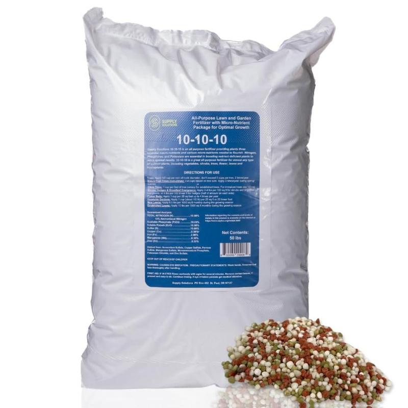 Supply Solutions 10-10-10 Complete Granular Fertilizer with Micronutrients Balanced NPK Formula for Soil Health Blooms Roots Vegetables Fruits Lawns 50 Pounds
