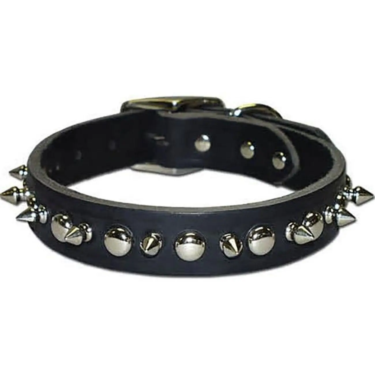Leather Brothers 100LKS-BK20 1 x 20 in. Latigo Leather 1 Ply Spiked Dog Collar, Black