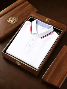 Men's Fashion Classic Casual Business Golf Polo Shirt, Pure Color Collar Trendy, Soft Skin-Friendly Fabric, Outdoor Sports Indoor Parties