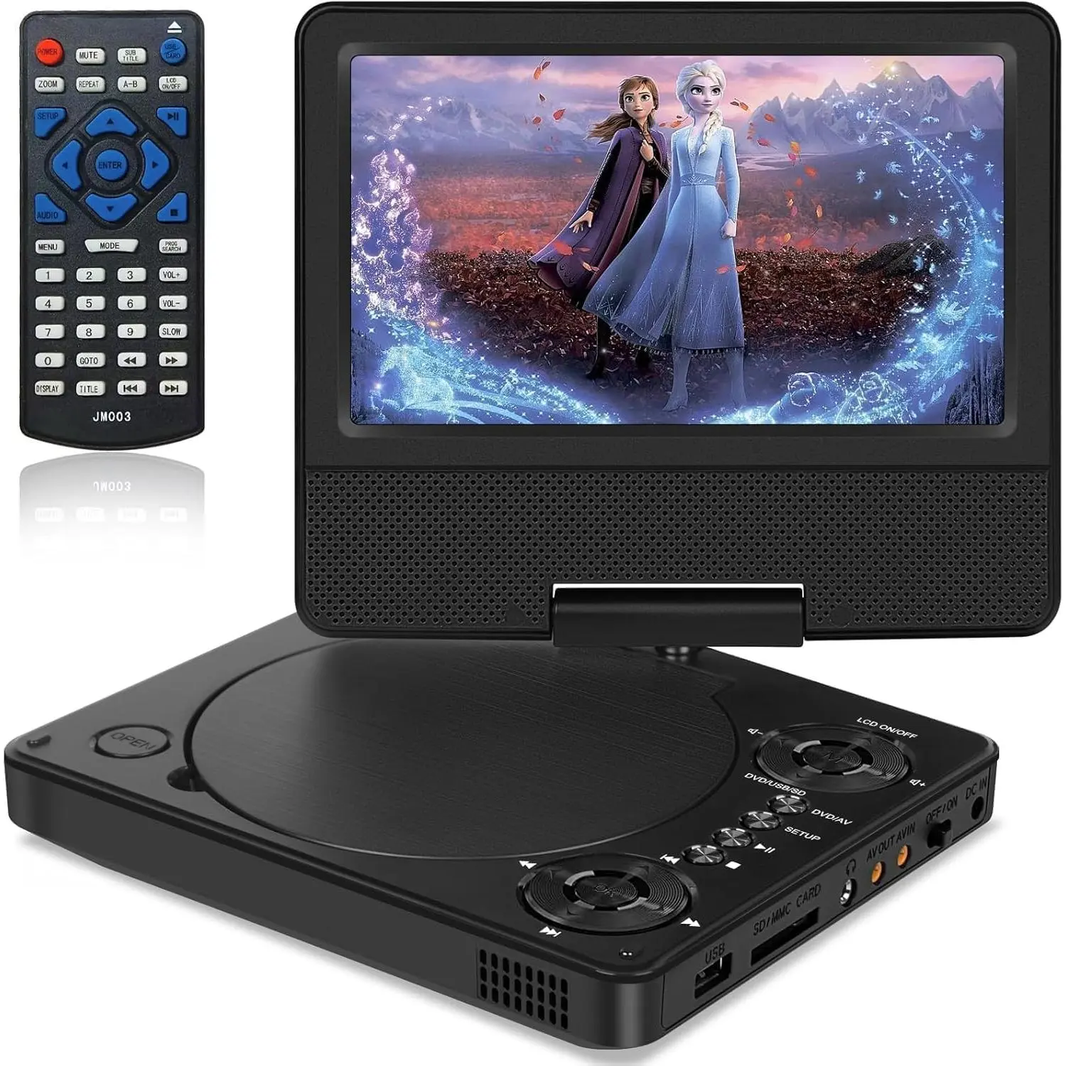 9" Portable DVD Player for  and , 7" Swivel Screen with 4-6 Hours Built-in ,  DVD Player with Dual Speakers, Support Sync Screen to TV, USB/SD/Multiple Disc Formats