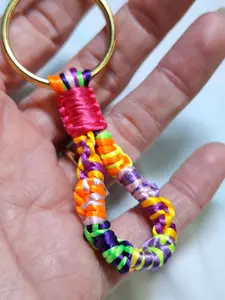Handmade Rainbow Spiral Keychain - Multi-Color Satin Cord