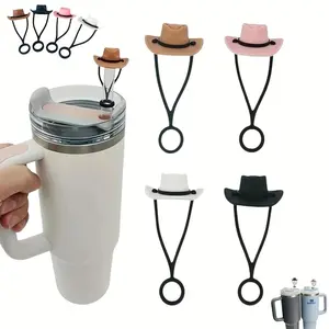 Silicone Cowboy Hat Straw Lid, Cute Protective Cover, Mug Straw Decoration, Fits Stanley Cup 30 & 40 Oz, Durable Drinkware Accessory
