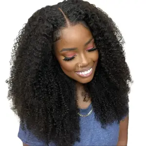 【wigs human hair】Kinky Curly 3 In 1 Half Wig Human Hair 200% Density Wear Go Glueless Wigs for Women 16 Inch Afro Curly Seamless Flip Wig Invisible Hairline Beginner Friendly