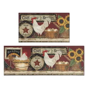 1/2/3pcs Farmhouse Kitchen Rugs and Mat, Farm Rooster Kitchen Mat, Seasonal Holiday Cooking Sets Washable Non-Slip Floor Mats for Home Kitchen Decor